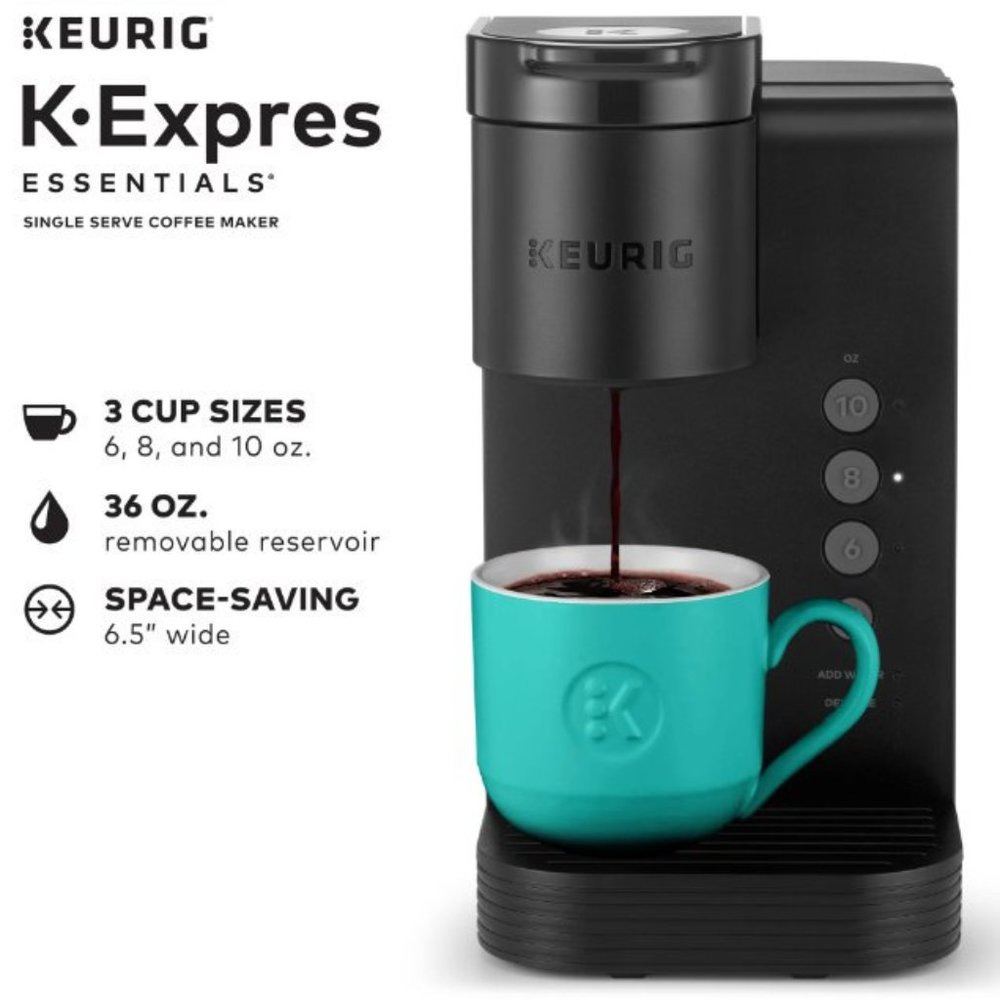 NWT KEURIG K-Express Essentials Single-Serve K-Cup Pod Coffee Maker Teal & Black - Picture 11 of 14